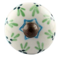 Pea Green Ceramic Floral Drawer Knob 