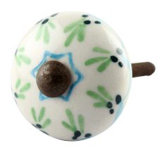 Pea Green Ceramic Floral Drawer Knob 