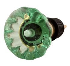 Mint Paneled Sides Glass Wine Stopper in Golden Fitting