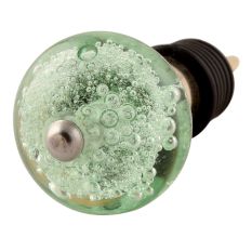 Mint Bubble Glass Wine Stopper in Golden Fitting