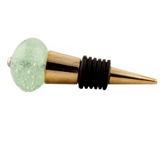 Mint Bubble Glass Wine Stopper in Golden Fitting