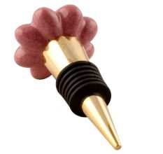 Lavender Crackle Ceramic Melon Wine Stopper in Golden Fitting