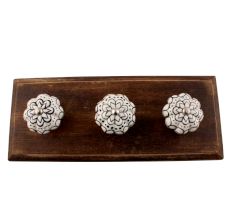 Black Flower Ceramic Wooden Hook