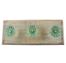 Mint Paneled Sides Glass Wooden Hooks