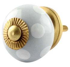 Light Grey Dotted Small Ceramic Drawer Knobs Online