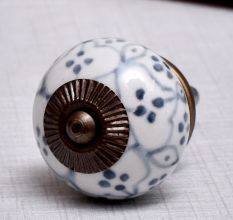 Grey Dotted Ceramic Floral Cabinet Knobs
