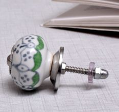 Grey Dotted Ceramic Floral Cabinet Knobs