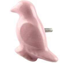 Solid Pink Ceramic Bird Cabinet Knob