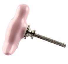 Solid Pink Ceramic Bird Cabinet Knob