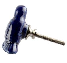 Navy Blue Ceramic Bird Dresser Knob