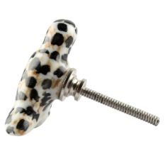Black Dotted Ceramic Bird Knob