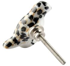 Black Dotted Ceramic Bird Knob