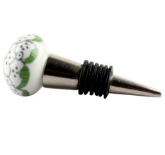 Grey Dotted Ceramic Floral Wine Stopper