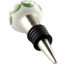 Grey Dotted Ceramic Floral Wine Stopper