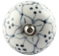 Grey Dotted Ceramic Floral Wine Stopper