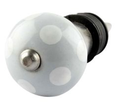 Light Grey Dotted Small Ceramic Wine Stopper 