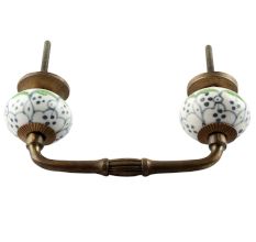 Grey Dotted Ceramic Floral Bridge Handle