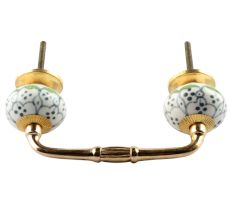 Grey Dotted Ceramic Floral Bridge Handle