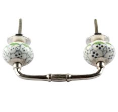 Grey Dotted Ceramic Floral Bridge Handle