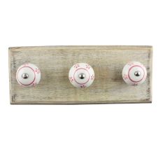 Pink Tiny Flower Ceramic Wooden Hooks