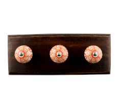 Orange Zinnia Flower Ceramic Wooden Hook 