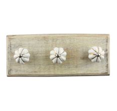 White With Golden Line Medium Ceramic Melon Wooden Hook 