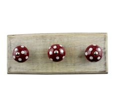 Cherry Base White Polka Dotted Ceramic Wooden Hook