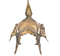 Hindu Temple Intricately Carved Brass With Parrot Figurines For The Home