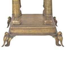 Hindu Temple Intricately Carved Brass With Parrot Figurines For The Home