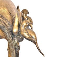 Hindu Temple Intricately Carved Brass With Parrot Figurines For The Home