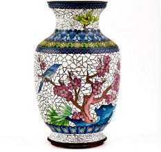 Cloisonne Enamel Vase Decorated with Bird And Crackled Flowers Design