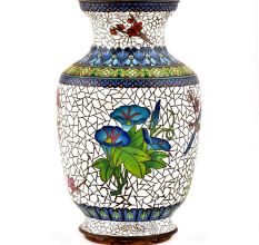 Cloisonne Enamel Vase Decorated with Bird And Crackled Flowers Design