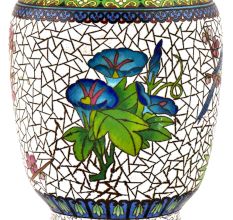 Cloisonne Enamel Vase Decorated with Bird And Crackled Flowers Design