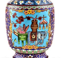 Vintage Blue Elephant CloisonnÃ© Enamel Jar