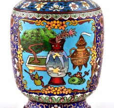 Vintage Blue Elephant CloisonnÃ© Enamel Jar