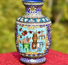 Vintage Blue Elephant CloisonnÃ© Enamel Jar