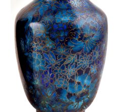 Blue Cloisonne Floral Ground With Delicate Green Flowers(Set Of 2)
