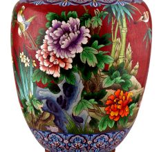 Red Handpainted Cloisonne Vase
