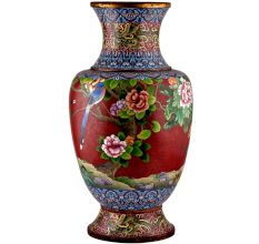 Red Handpainted Cloisonne Vase