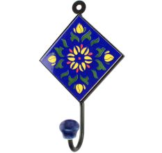 Navy Blue Sunflower Ceramic Tiles Hooks Online