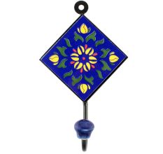 Navy Blue Sunflower Ceramic Tiles Hooks Online