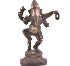 Brass Dancing Statue Of Ganesha on Lotus Flower