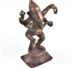 Brass Dancing Statue Of Ganesha on Lotus Flower