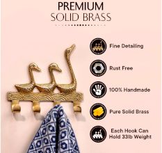 Vintage Brass Key Holder for 4 keys Wall Decor 3 Ducks Design