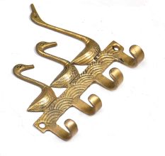 Vintage Brass Key Holder for 4 keys Wall Decor 3 Ducks Design