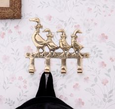 Brass Mother and Baby Geese Wall Hook Key Holder