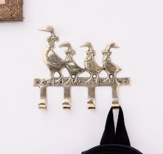 Brass Mother and Baby Geese Wall Hook Key Holder