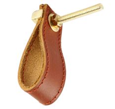 Brown Faux Leather Pull Knob