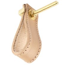 Cream Faux Leather Pull Knob