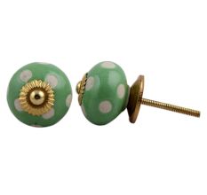 Pea Green Etched Ceramic Knob 35